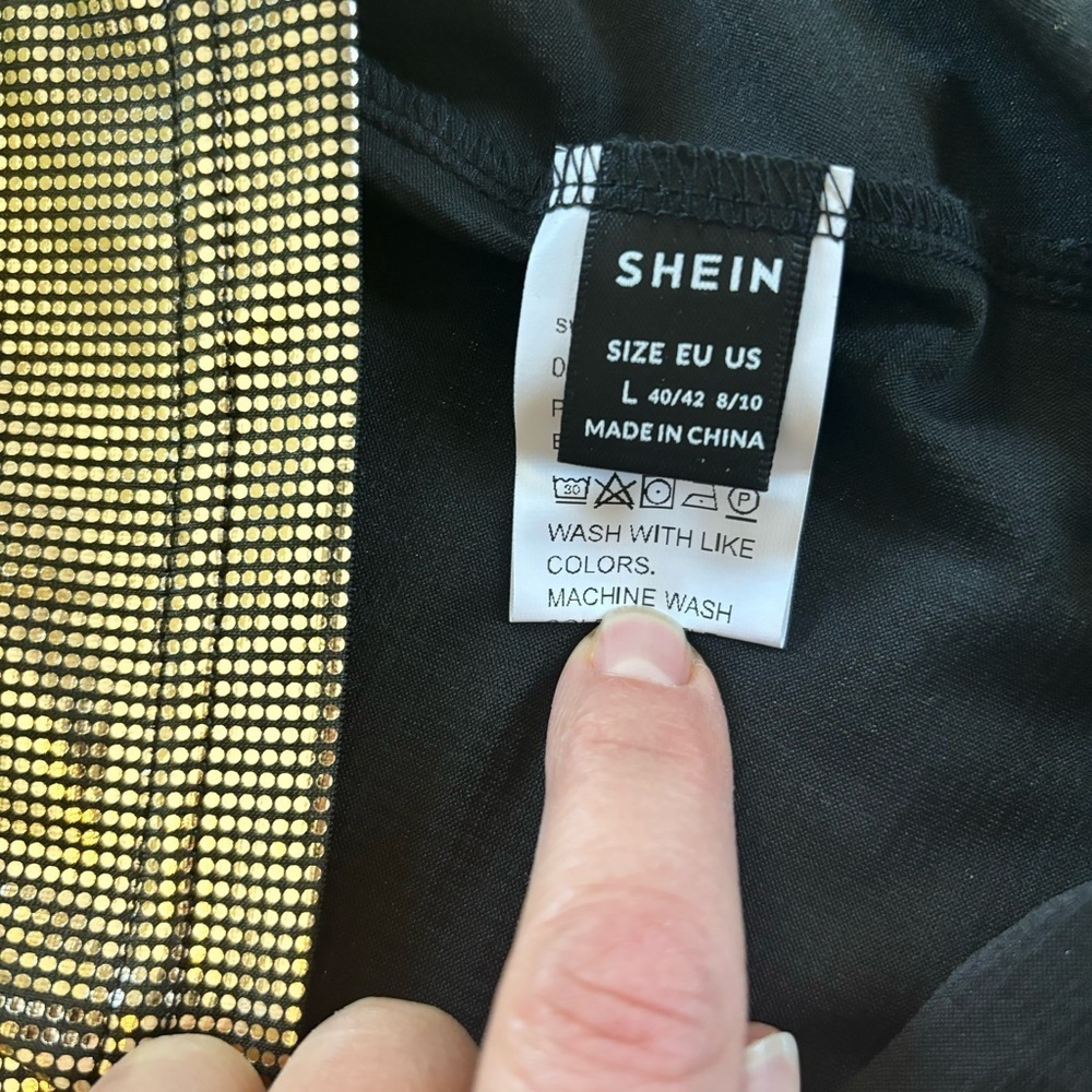 SHEIN Gold Metallic Mini Dress - size L​ - Picture 3 of 6